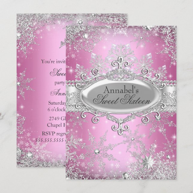 Invitation pour les 16 ans de la Princesse Rose Hi (Devant / Derrière)