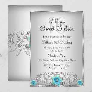 Invitation pour les 16 ans douce Fleur en spirale 