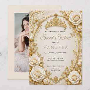 Invitation pour les 16 ans douce Princesse papillo