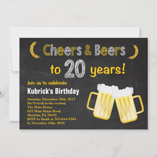 Invitation pour les 20 ans Cheers and Beers (Devant)