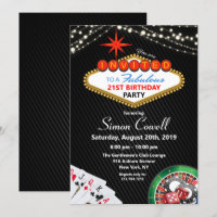 Invitation pour les 21 ans au casino de Vegas