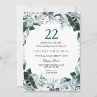Invitation pour les 22 ans de mariage en Vert Jade