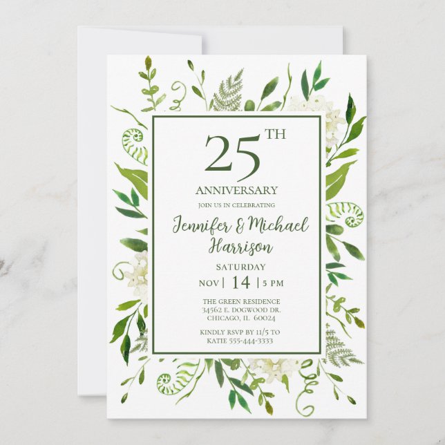 Invitation pour les 25 ans avec des Hortensias Bla (Devant)