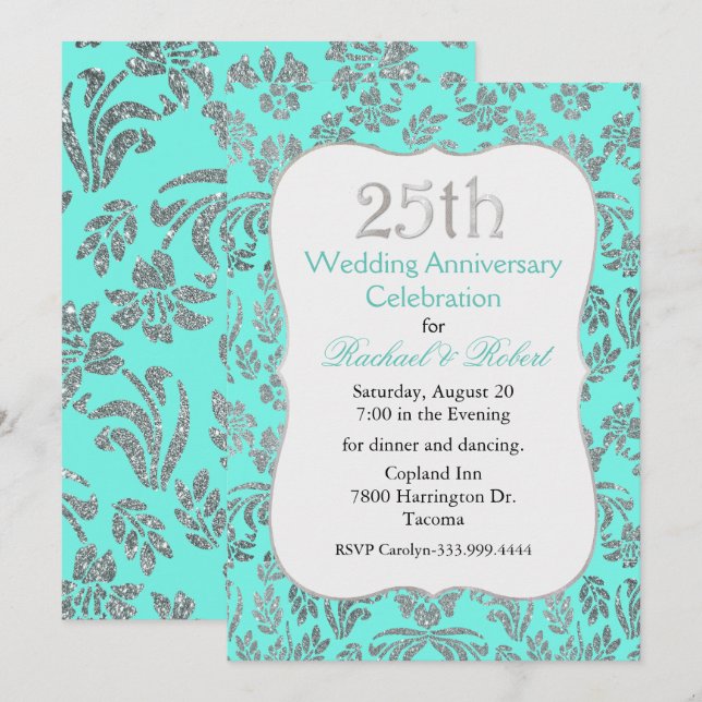 Invitation pour les 25 ans d'anniversaire Cyan et  (Devant / Derrière)