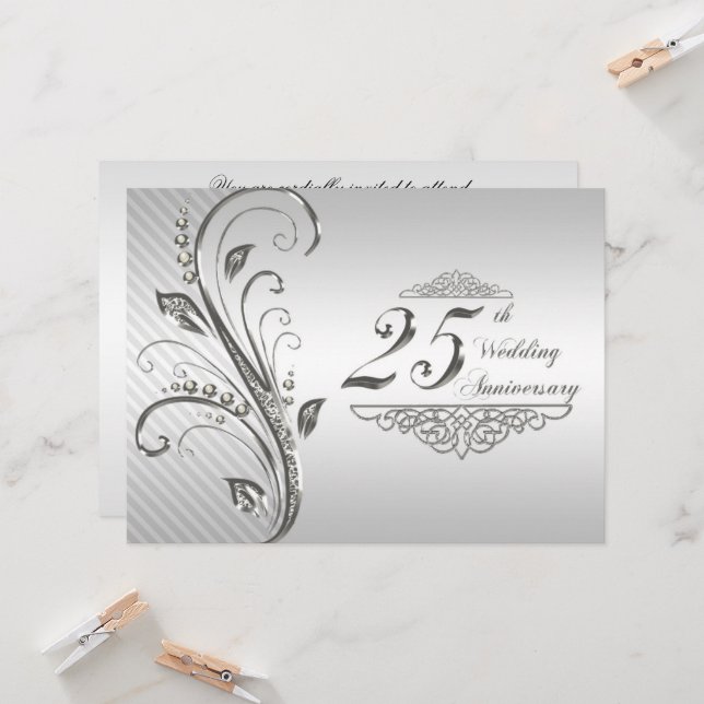 Invitation pour les 25 ans de mariage (Devant/Arrière en situation)