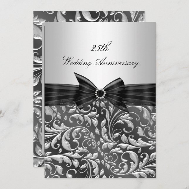 Invitation pour les 25 ans de mariage avec feuille (Devant / Derrière)