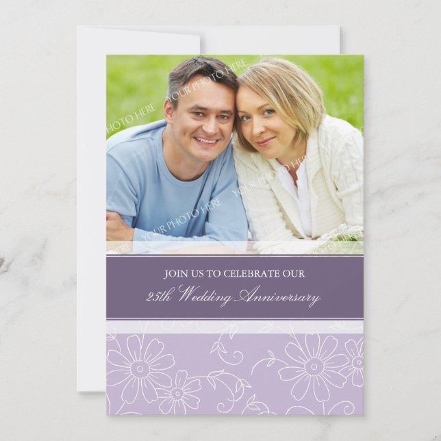 Invitation pour les 25 ans de mariage avec motif f (Devant)