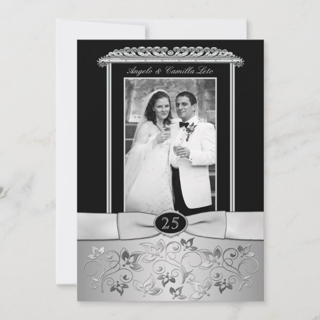 Invitation pour les 25 ans de mariage avec photo (Devant)
