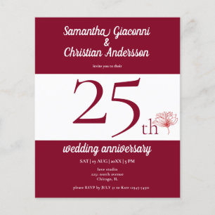 Invitation pour les 25 ans de mariage Budget Flora