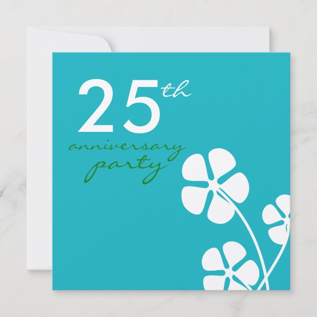 Invitation pour les 25 ans de mariage - Fleurs Mod (Devant)
