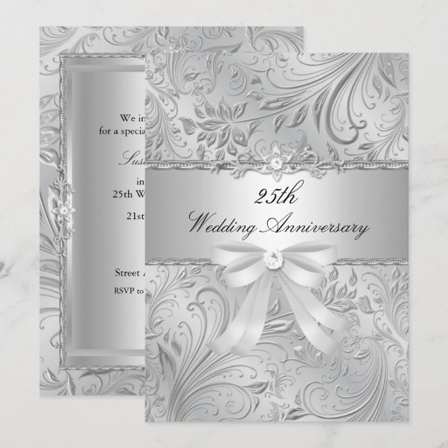 Invitation pour les 25 ans de mariage Floral & Rub (Devant / Derrière)