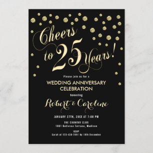 Invitation pour les 25 ans de mariage - Noir & Or