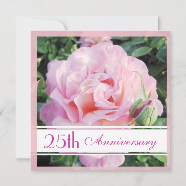 Invitation pour les 25 ans de mariage Rose Pâle (Devant)