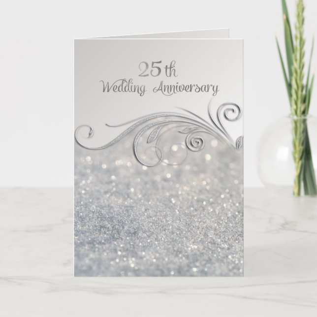 Invitation pour les 25 ans de mariage Sparkle Silv (Devant)