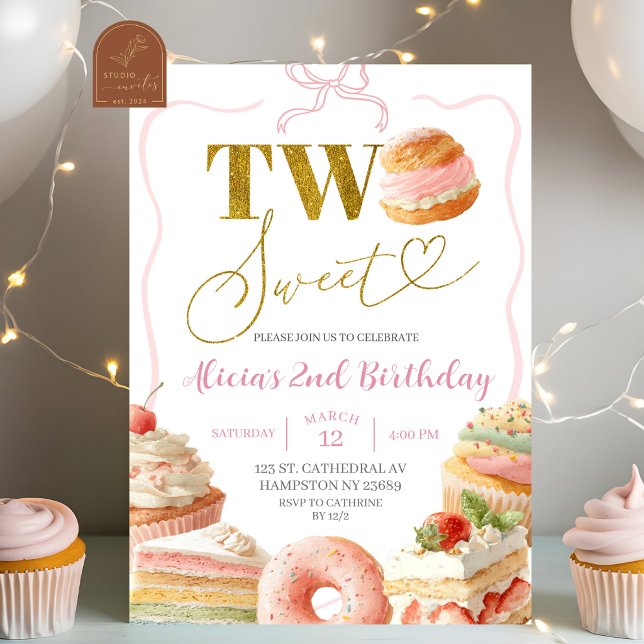 Invitation pour les 2 ans de gâteau de sucreries à (Créateur téléchargé)