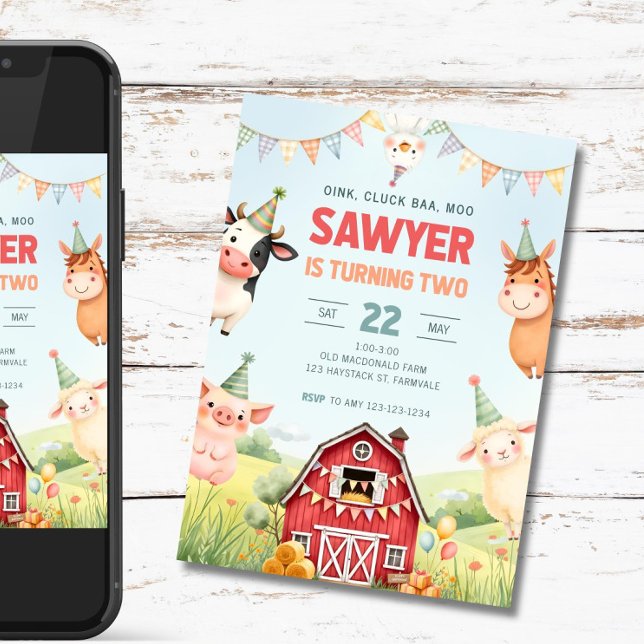Invitation pour les 2 ans de la ferme, Anniversair (Créateur téléchargé)