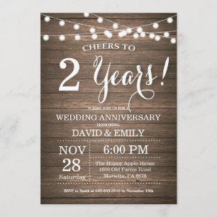 Invitation pour les 2 ans de mariage en bois rusti