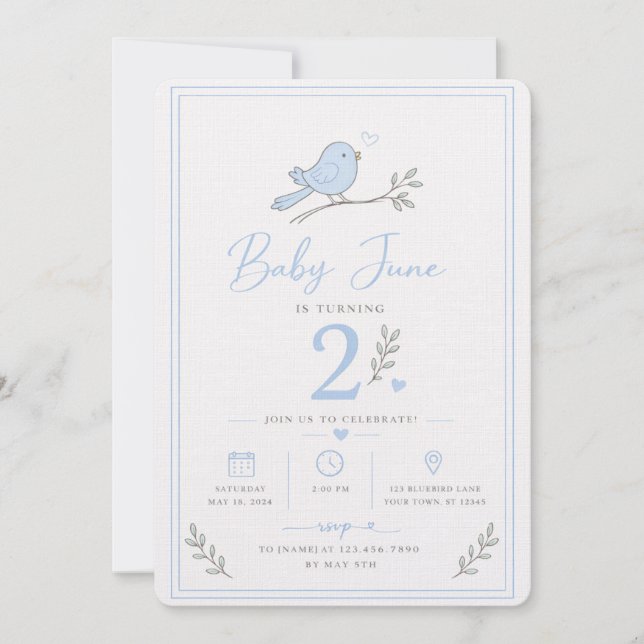 Invitation pour les 2 ans de Petit Garçon (Devant)