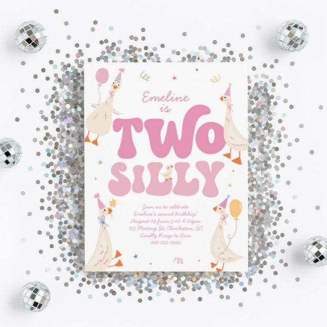 Invitation pour les 2 ans de Two Silly Goose Fille (Créateur téléchargé)