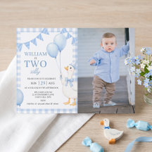 Invitation pour les 2 ans d'un garçon au vichy ble