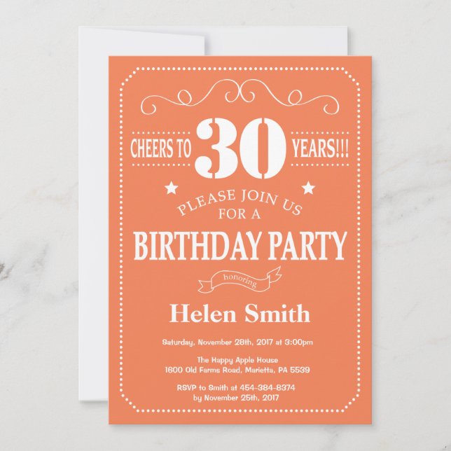 Invitation pour les 30 ans Anniversaire Corail et  (Devant)