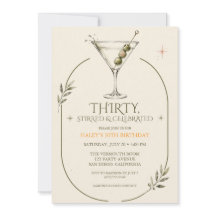 Invitation pour les 30 ans avec Martini sale olive