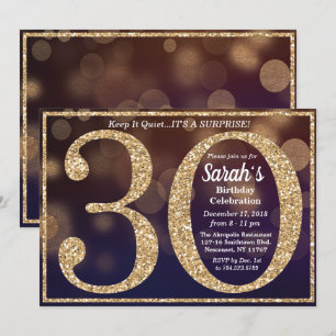 Invitation pour les 30 ans avec paillettes pour un