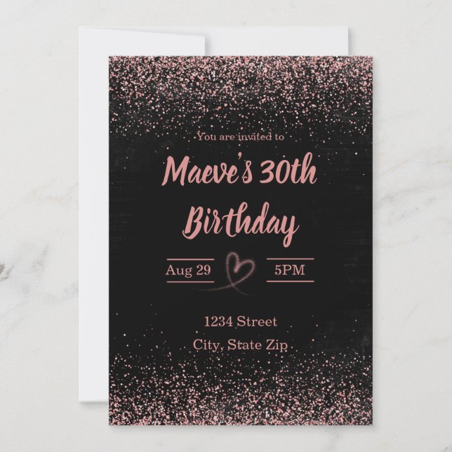 Invitation pour les 30 ans – Confettis Paillettes  (Devant)