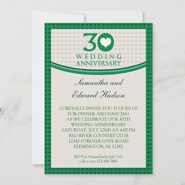 Invitation pour les 30 ans de mariage de nos paren (Devant)