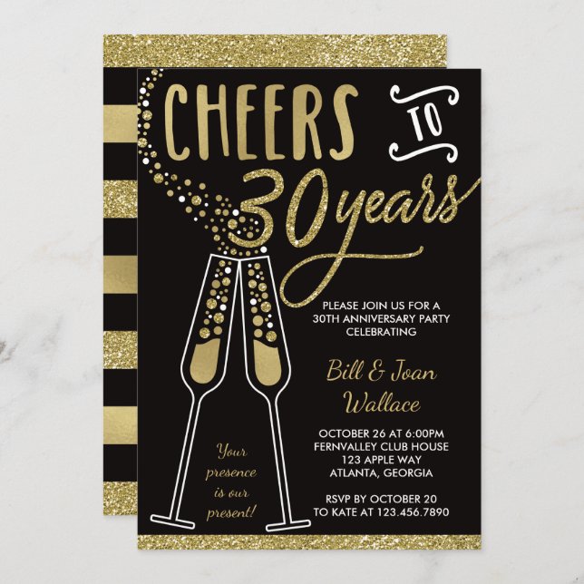 Invitation pour les 30 ans de mariage, Faux paille (Devant / Derrière)