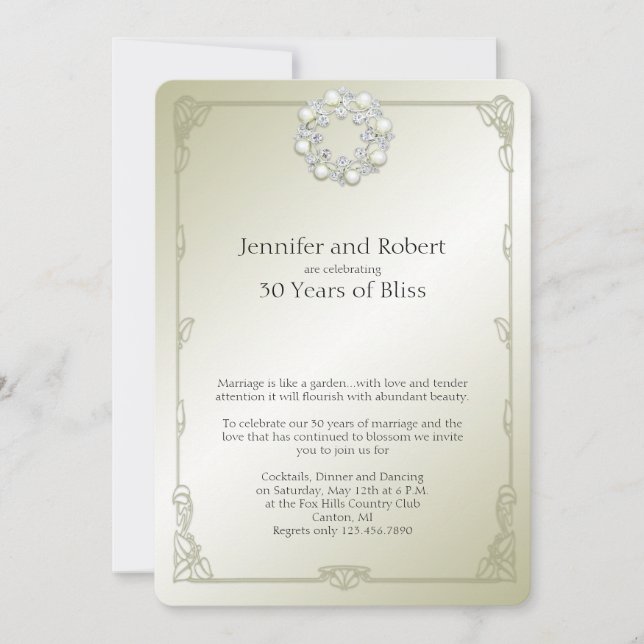 Invitation pour les 30 ans de mariage, Noces d'Or  (Devant)