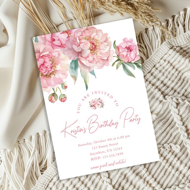 Invitation pour les 30 ans de Pink Peony (Créateur téléchargé)