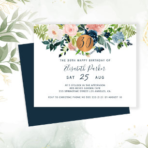 Invitation pour les 30 ans, fête florale budgétair