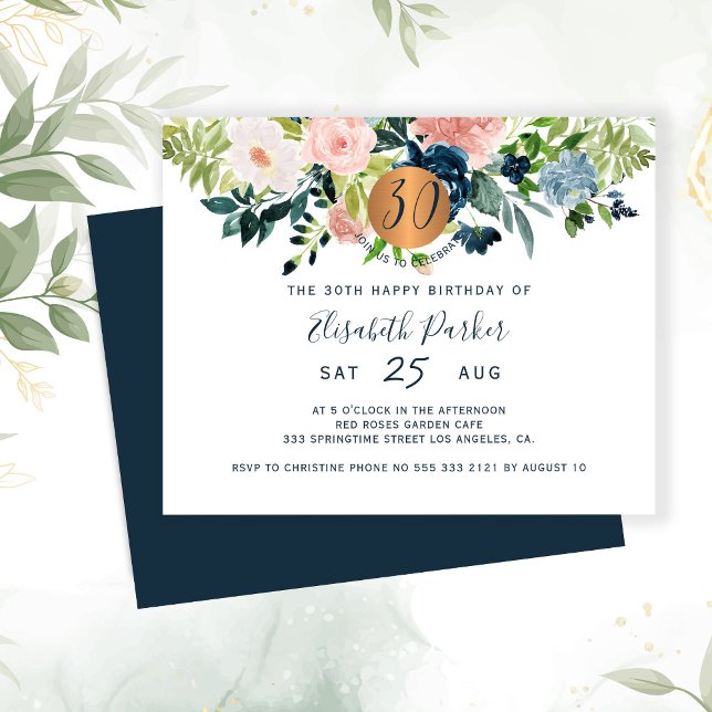 Invitation pour les 30 ans, fête florale budgétair (Créateur téléchargé)