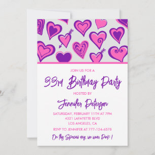 Invitation pour les 33 ans Glam Rose Coeur