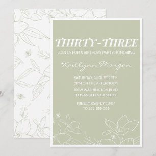 Invitation pour les 33 ans Moderne Floral Élégant