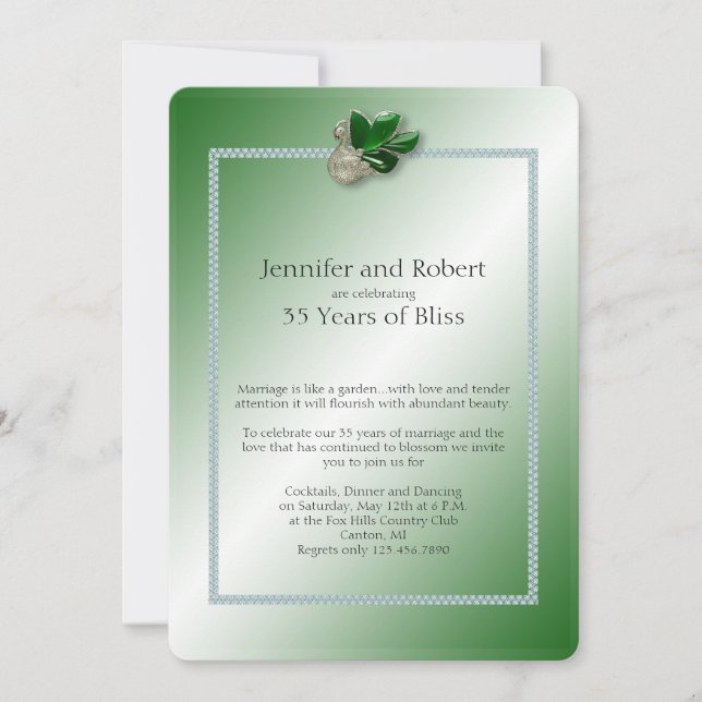 Invitation pour les 35 ans de mariage de Jade Swan (Devant)
