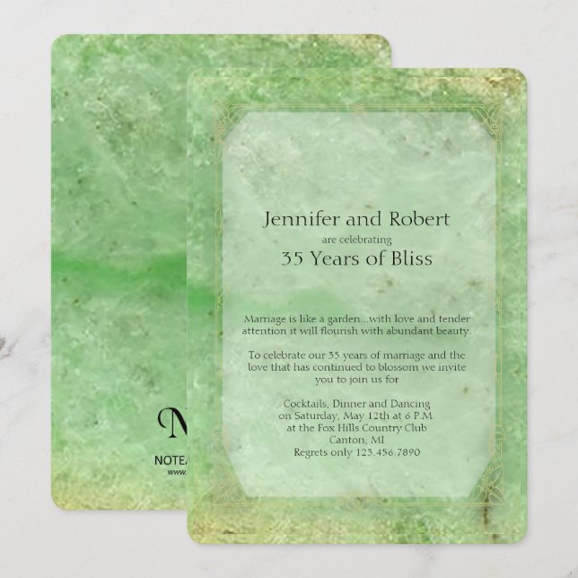 Invitation pour les 35 ans de mariage en Jade Natu (Devant / Derrière)