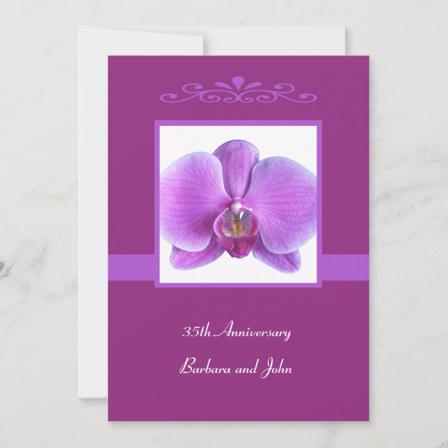 Invitation pour les 35 ans de mariage Orchidée (Devant)