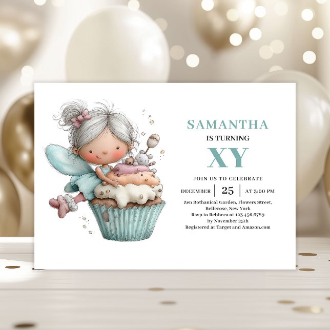 Invitation pour les 3 ans de Magical Fairy Girl, p (Magical Fairy Girl 3rd Birthday Pastel Cute invitation)
