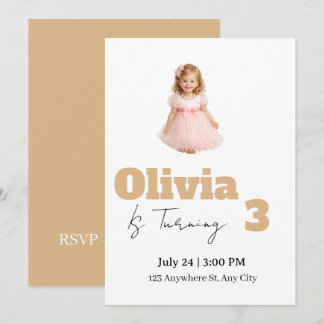 Invitation pour les 3 ans d'une fille
