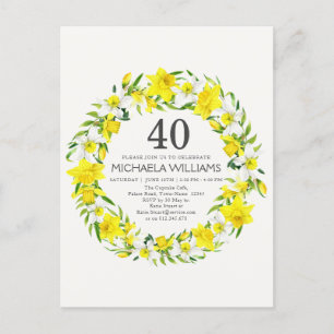 Invitation pour les 40 ans avec jonquilles blanche