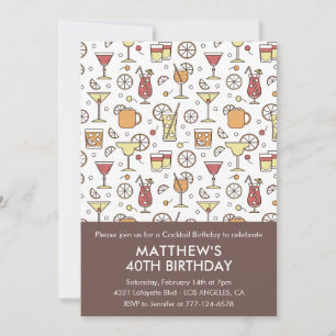 Invitation pour les 40 ans Cocktail motif élégant