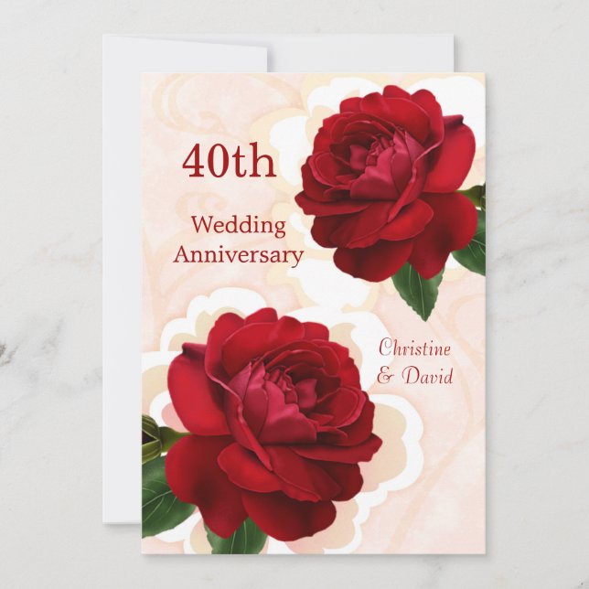 Invitation pour les 40 ans de mariage anniversaire (Devant)