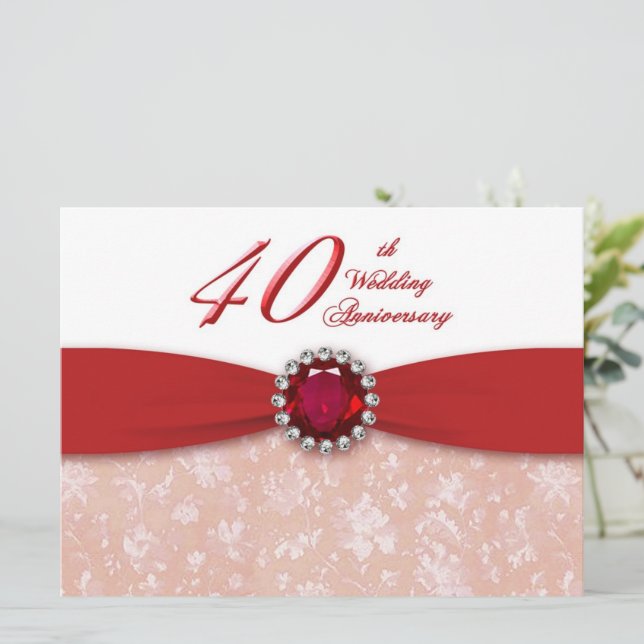 Invitation pour les 40 ans de mariage en damas (Debout devant)