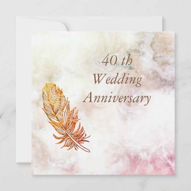 Invitation pour les 40 ans de mariage en marbre (Devant)