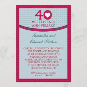 Invitation pour les 40 ans de mariage et les noces