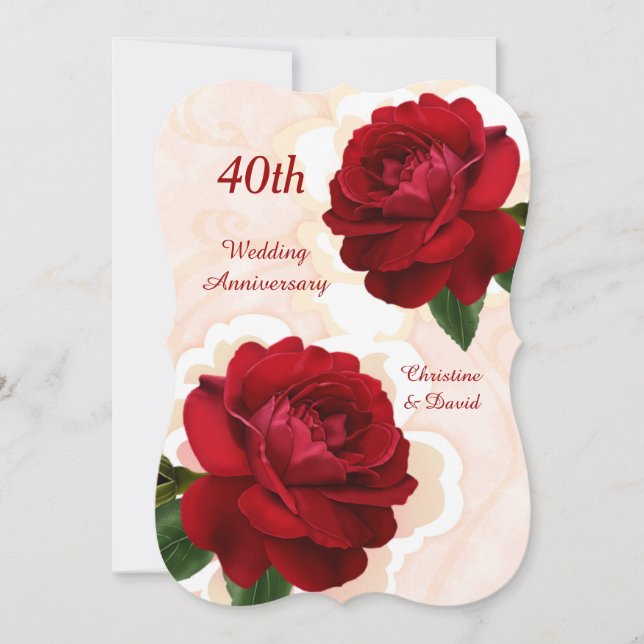 Invitation pour les 40 ans de mariage - Noces de r (Devant)