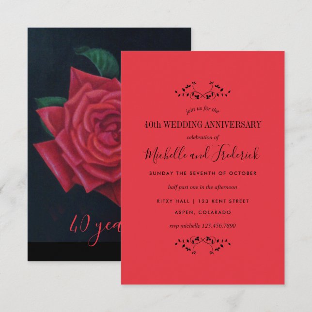 Invitation pour les 40 ans de mariage Noces de Rub (Devant / Derrière)