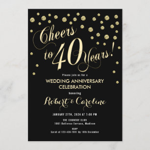 Invitation pour les 40 ans de mariage - Noir et Or